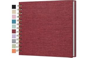 Cherrich Small Scrapbook 7x7 Inch, Linen Photo Album Mini Scrap Book, Kraft White Pages Memory Book for Wedding, Baby, Family, Graduation, Travel, Dog, Vacation