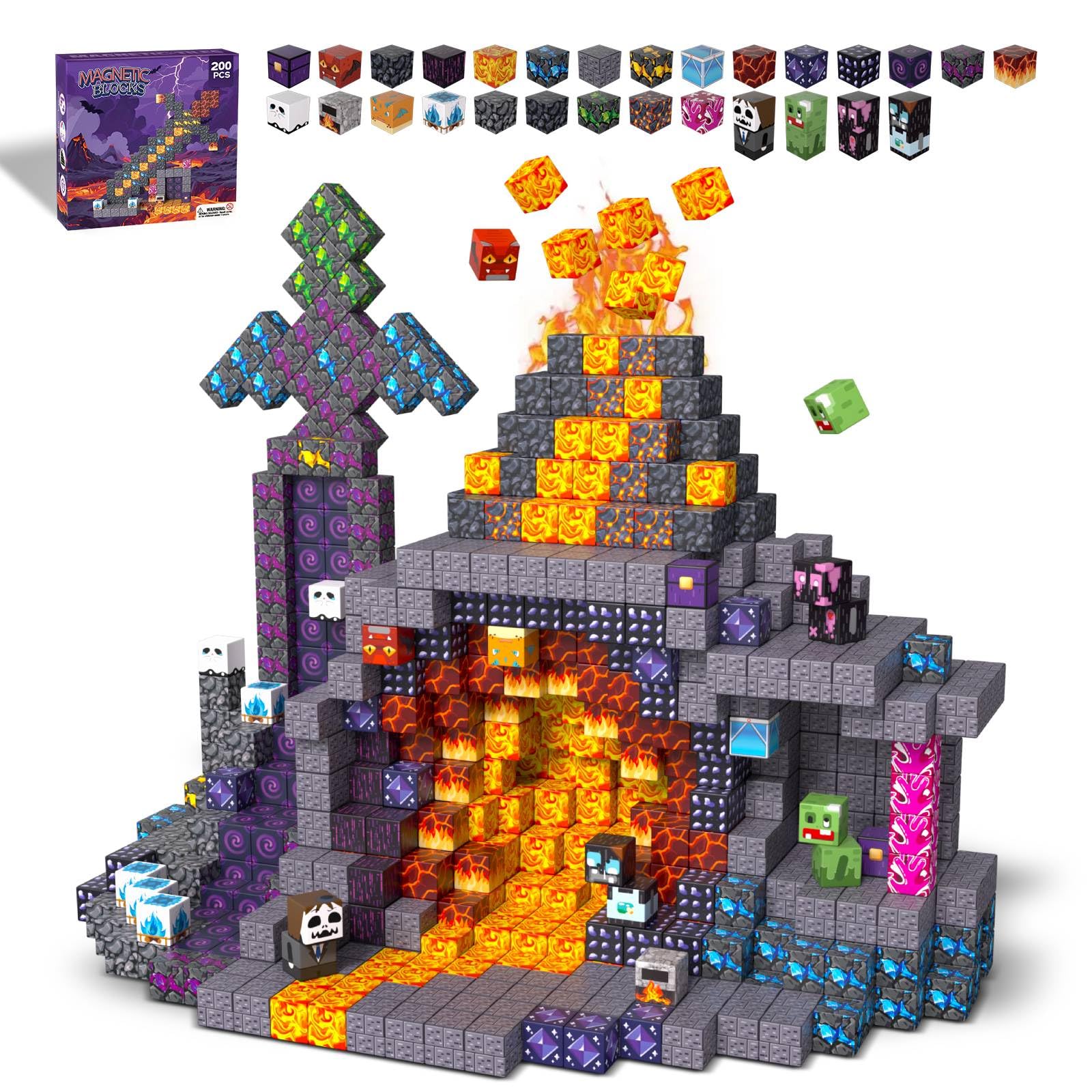 Photo 1 of 200PCS Magnetic Building Blocks for Kids, STEM Educational Magnet Stacking Toys for Age 3-5 4-8 8-12, Sensory Play Montessori Toys for Boys and Girls, Creative Construction Gift Ideas for Children