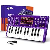 25 Keys USB-C MIDI Keyboard Controller with 8 Pads, TempoKey K25 Purple | USB-C Powered, 8 Drum Pads, 8 Knobs, OLED Display, MIDI Out, 4 Velocity Curves, Built-in Arpeggiator, Included Editor