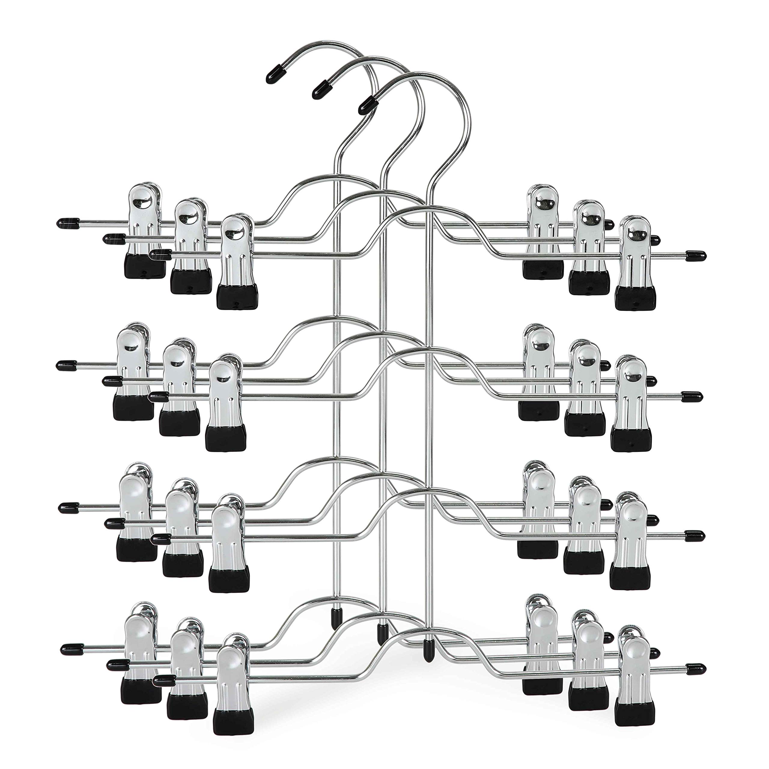 Photo 1 of **ONLY 3 OF THEM NOT FOUR!** TOPIA HANGER 4 Tier Metal Skirt Hangers for Women, Pants Hanger Space Saving with Adjustable Clips, Gain 70% More Space, Non Slip Grip for Slacks, Trousers, Shorts, Jeans, Towels, Black, 3-Pack, CT24B