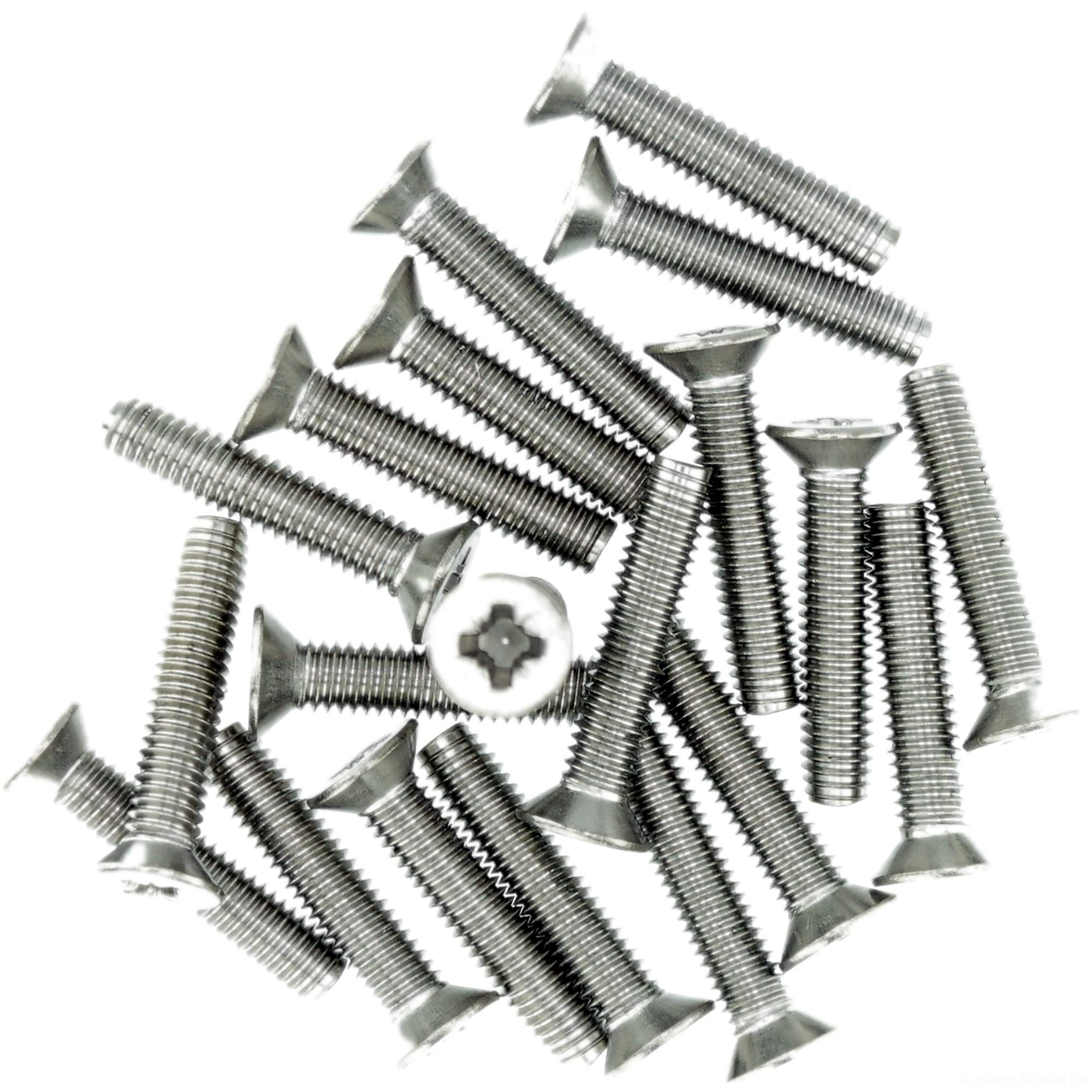 M6 (6mm x 16mm) Pozi Countersunk Thread Rolling Screw - Stainless Steel (A2) (Pack of 20) — image 1