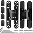 6 inch Hidden Door Hinges（2Pcs - Invisible Hinges for Doors, 180 Degree Swing Concealed Hinges, 3 Way Adjustable & Heavy Duty Hinges (Black)