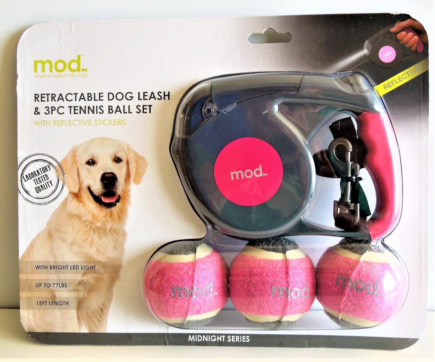 mod retractable dog leash with light