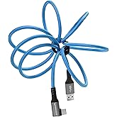 KONDOR BLUE | USB-A to USB-C 3.0 Right Angle High Speed Data and Charging Cable 3A 60W 5G | 5FT Ultra-Durable, & Nylon Braided with Reinforced Metal Connectors | Blue