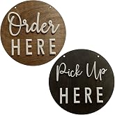1620 Designs Custom Wood Order Here &amp; Pick Up Here Sign, Coffee Shop Decor | Ideal for restaurants, bakeries, ice cream shops, food trucks - rustic wood and acrylic sign