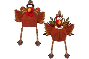 Ogrmar Set of 2 Adorable Plush Turkey Hat, Funny Turkey Headwear for Thanksgiving Night Event Dress-up Party Fall Harvest