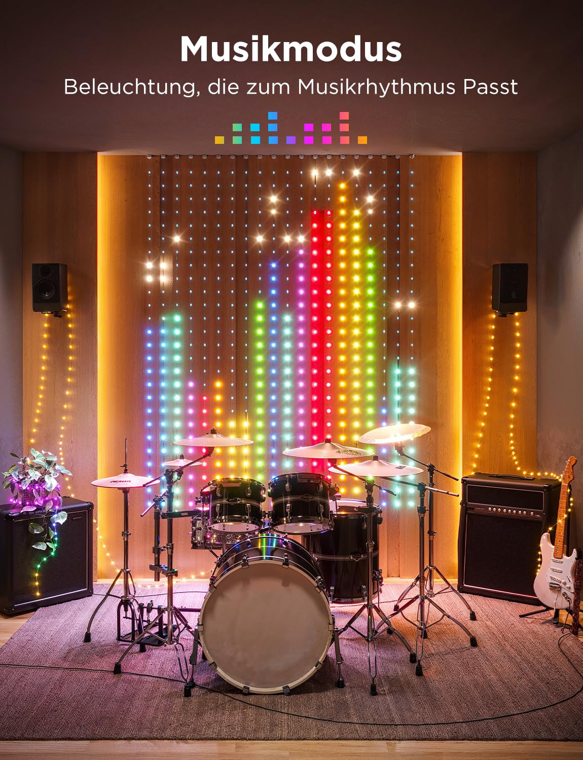 Govee Curtain Lights, 520 RGBIC LEDs Lichterkette, DIY Lichtmuster, Smart LED Vorhang 86+ Modi, Wasserfest, kompatibel mit Alexa für Weihnachten Christmas, Party Deko 2m x 1,5m (H x W) 6