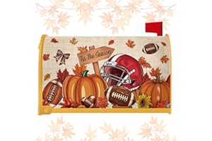 Luvsweets Fall Mailbox Covers Magnetic - Football Pumpkin Mailbox Covers Magnetic Standard Size, Tis The Season Autumn Mail Box Post Wrap, Thanksgiving Post Letter Box Decorations, 20x18 Inches