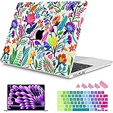 Mektron Designed for 2025/2024/2023 MacBook Air 15 INCH M4 A3241 /M3 A3114 /M2 A2941 Case, Printed Plastic Hard Shell Cover with 15.3" Liquid Retina Display Touch ID, Bright-Coloured Flowers