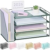 Spacrea Paper Organizer, Desk Organizers and Accessories for Desk with File organizer, Desk Accessories & Workspace Organizers for Catalog & Reference Racks (Dark Green)