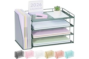 Spacrea Paper Organizer, Desk Organizers and Accessories for Desk with File organizer, Desk Accessories & Workspace Organizers for Catalog & Reference Racks (Dark Green)