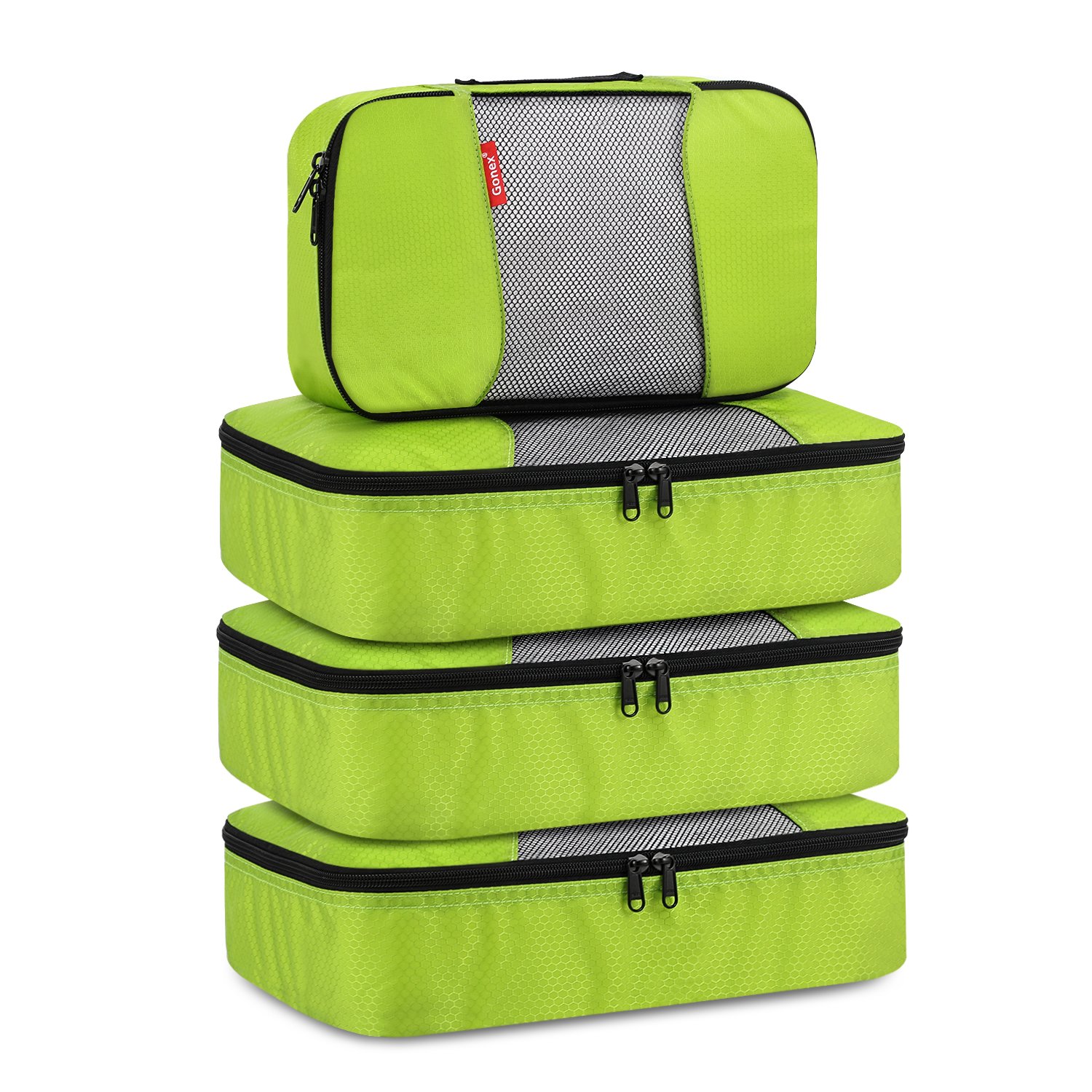 Gonex Packing Cubes Luggage Travel Organizers 3 Medium+1 Small Green