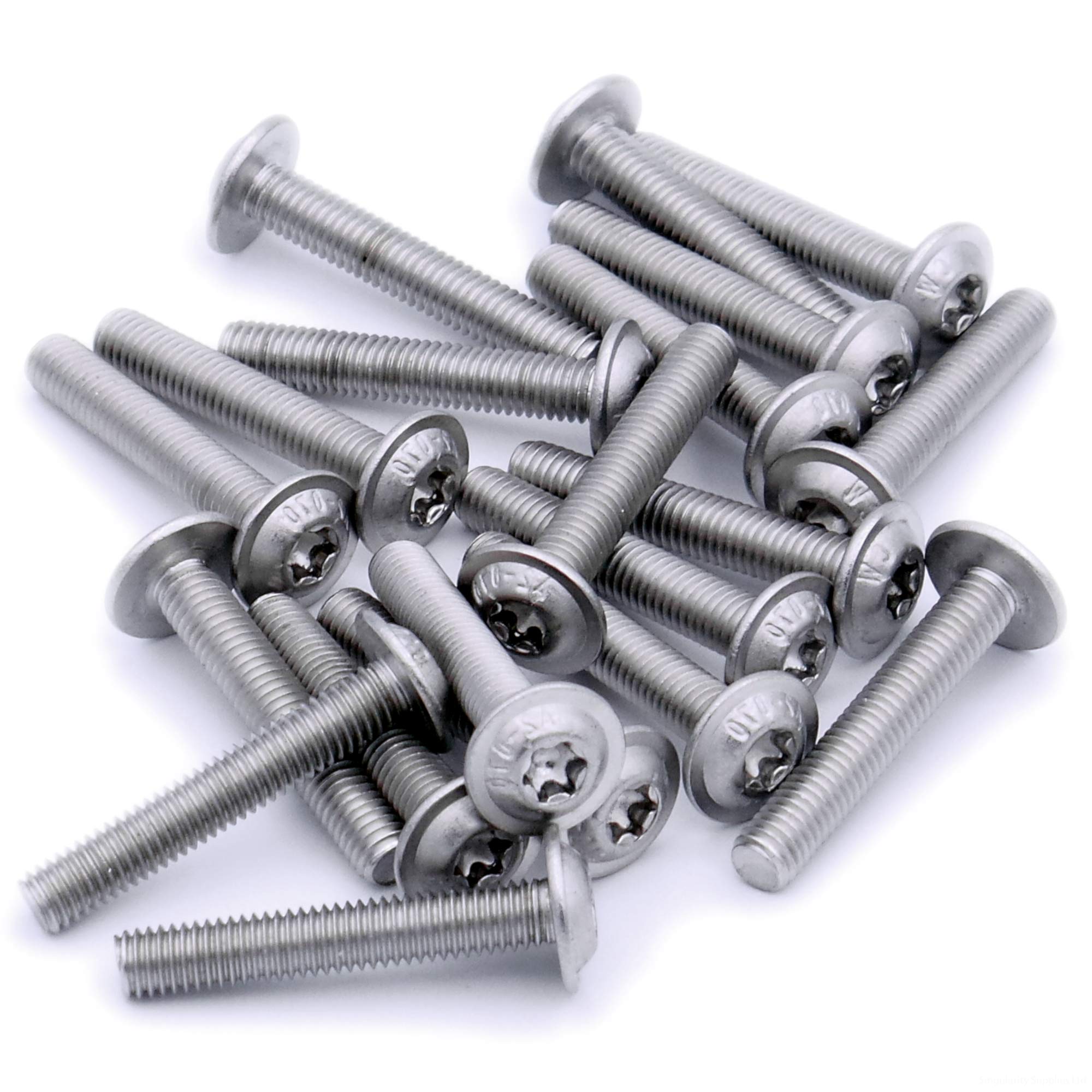 M6 (6mm x 8mm) Flanged TX Socket Button Machine Screw (Bolt) - Stainless Steel (A2) (Pack of 20)