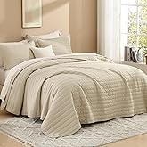 Litanika Oatmeal Quilts Queen Size, 3 Pieces Lightweight Quilt Bedding Set Bedspread, Beige Summer Soft Bed Cover for All Season with 96"x90" Coverlet & 2 Pillow Shams
