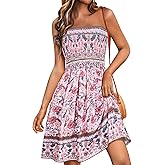 Summer Dress for Women Beach Boho Strapless Cover Ups Off Shoulder Floral Sundresses