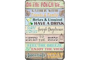 VIODENL Vintage Metal Tin Sign Porch Rules Home Yard Decor Patio Pool Farmhouse Bar Coffee Outdoor Wall Decor Sign 12x17 Inches