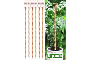 VIPMORE 6 Pack 13" Electroculture Copper Gardening Antenna, Copper Garden Plant Stakes, Pure Coppers Rods for Garden, Electro Culture Gardening Coppers Coils Wire Tools, Pyramid Tensor Rings Kit