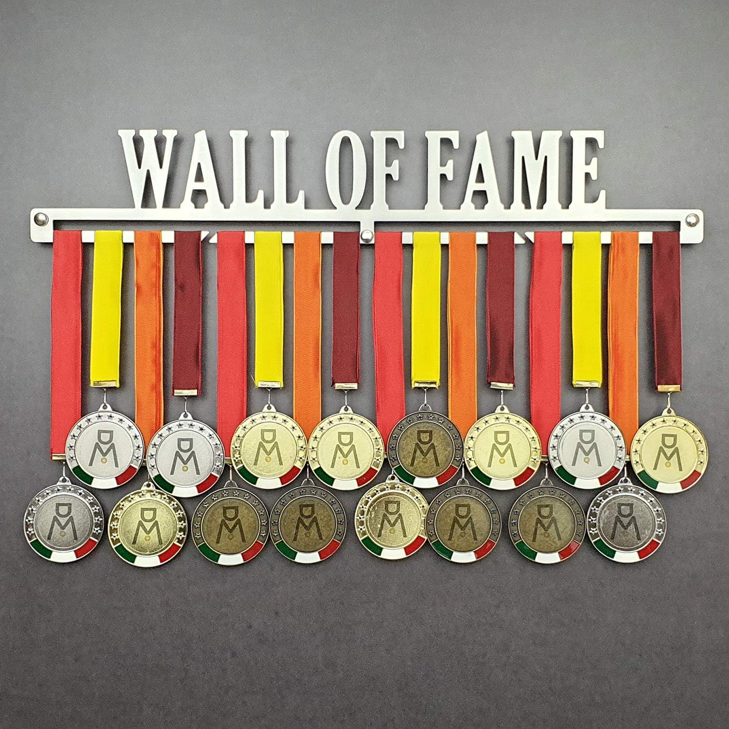 WALL OF FAME - Medal Hangers for Sports Medals - Medal Show Wall Mounted - Medal Display Rack - Trophy Holder - Stainless Steel - 100% Made in Italy