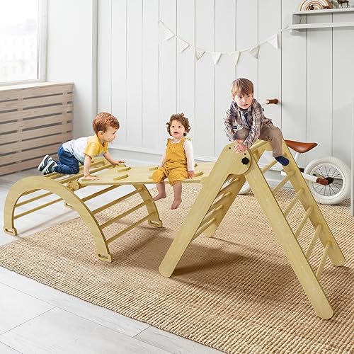 lecoo Pieces Pikler Triangle Set, Baby Climbing Toys Indoor