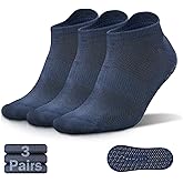 NEWZILL 3 Pairs Non Slip Yoga Socks With Grips for Women & Men, Unisex Anti Skid Socks for Pilates Barre Workouts Hospital