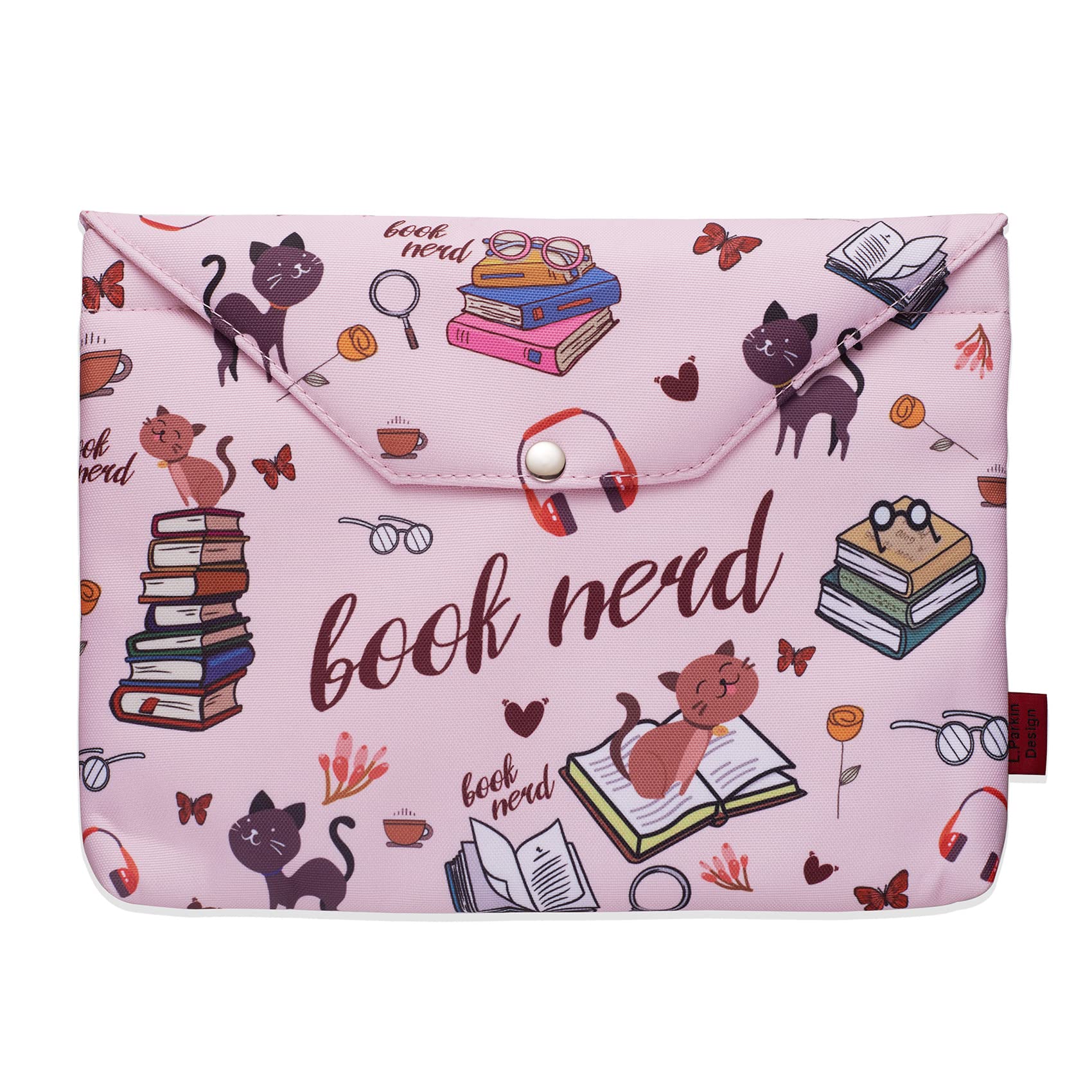 Book Sleeve for Lovers & Nerds, Protector for Paperbacks - Padded, Zipper Closure, Washable Fabric, Medium 11" X 9"