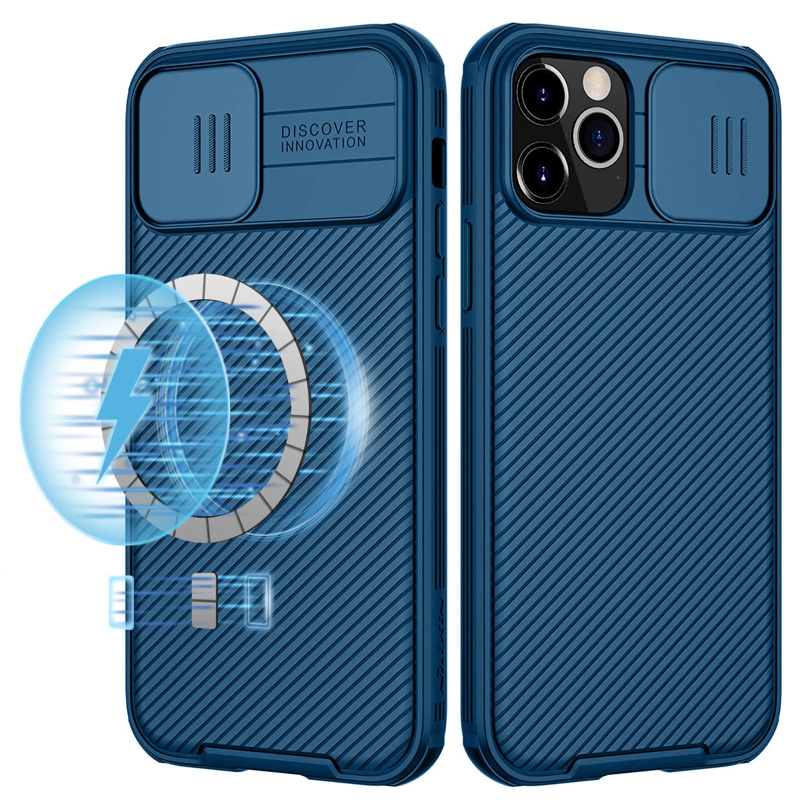 imluckies for iPhone 12 Pro Max Case Compatible with Magnetic Charger, Hard PC Back & Soft Bumper, Protective & Slim Fit, Camera Protection Case for iPhone 12 Pro Max 6.7" 2020-Blue