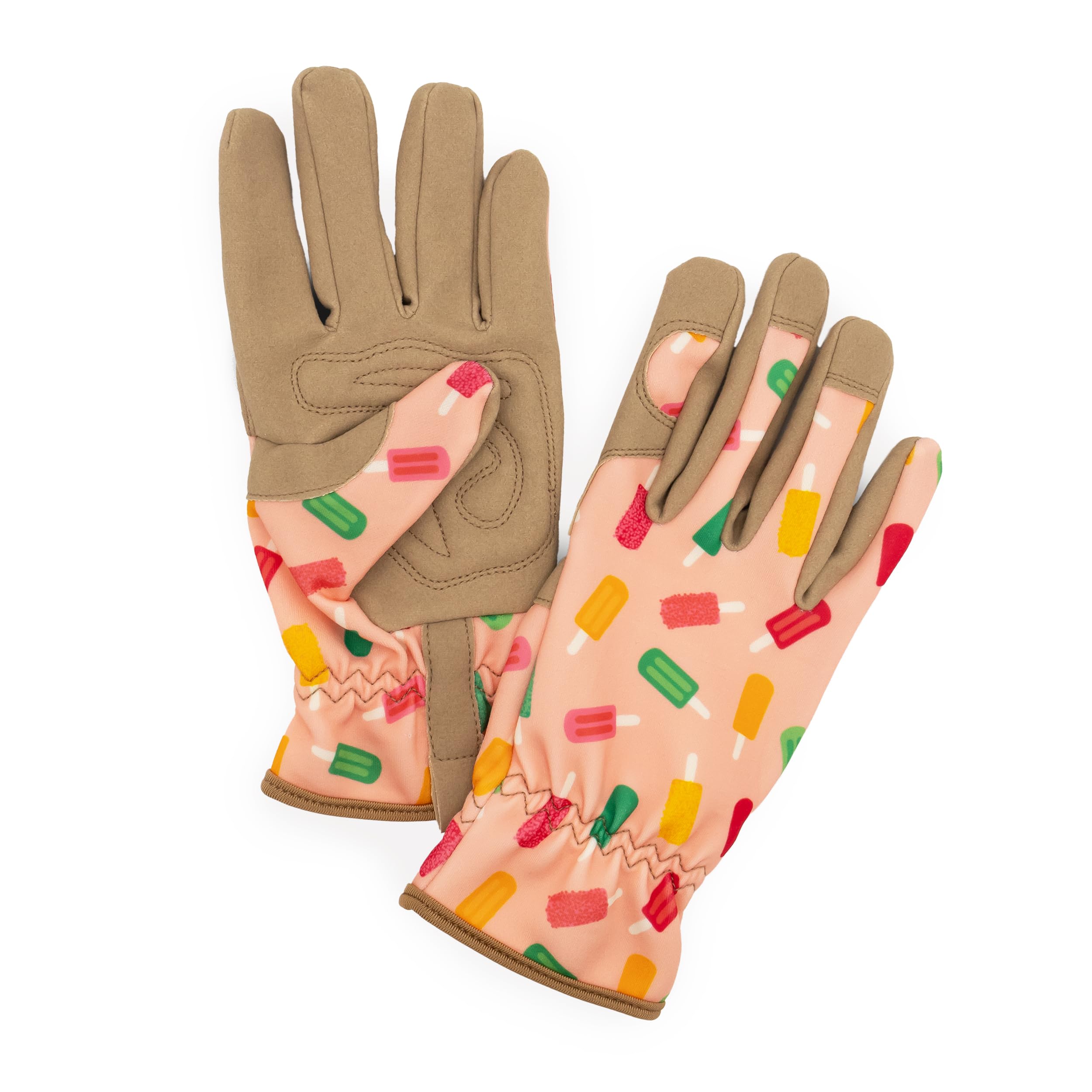 Robert Frederick Gardening Gloves - Women's One Size – Ice Lolly Design - Padded with Elastic Cuffs