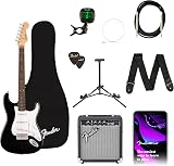 Fender Squier Debut Stratocaster Pack Frontman 10G Amp Gig Bag Stand view 1