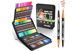 nauets 72 Colors Brush & Fine Dual Tip Watercolor Markers Set for Kids Adults Coloring Books No Bleeding Paint Pens For Drawing Note taking Planner Calligraphy Journaling Card Making Art Supplies
