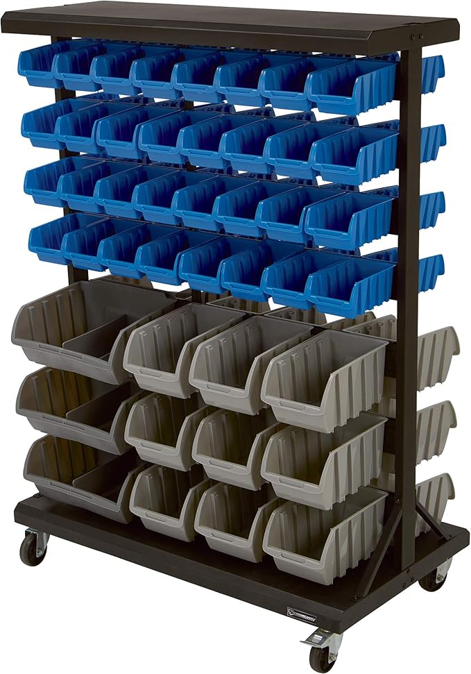 Strongway 88Bin DoubleSided Rolling Bin Rack Home & Kitchen