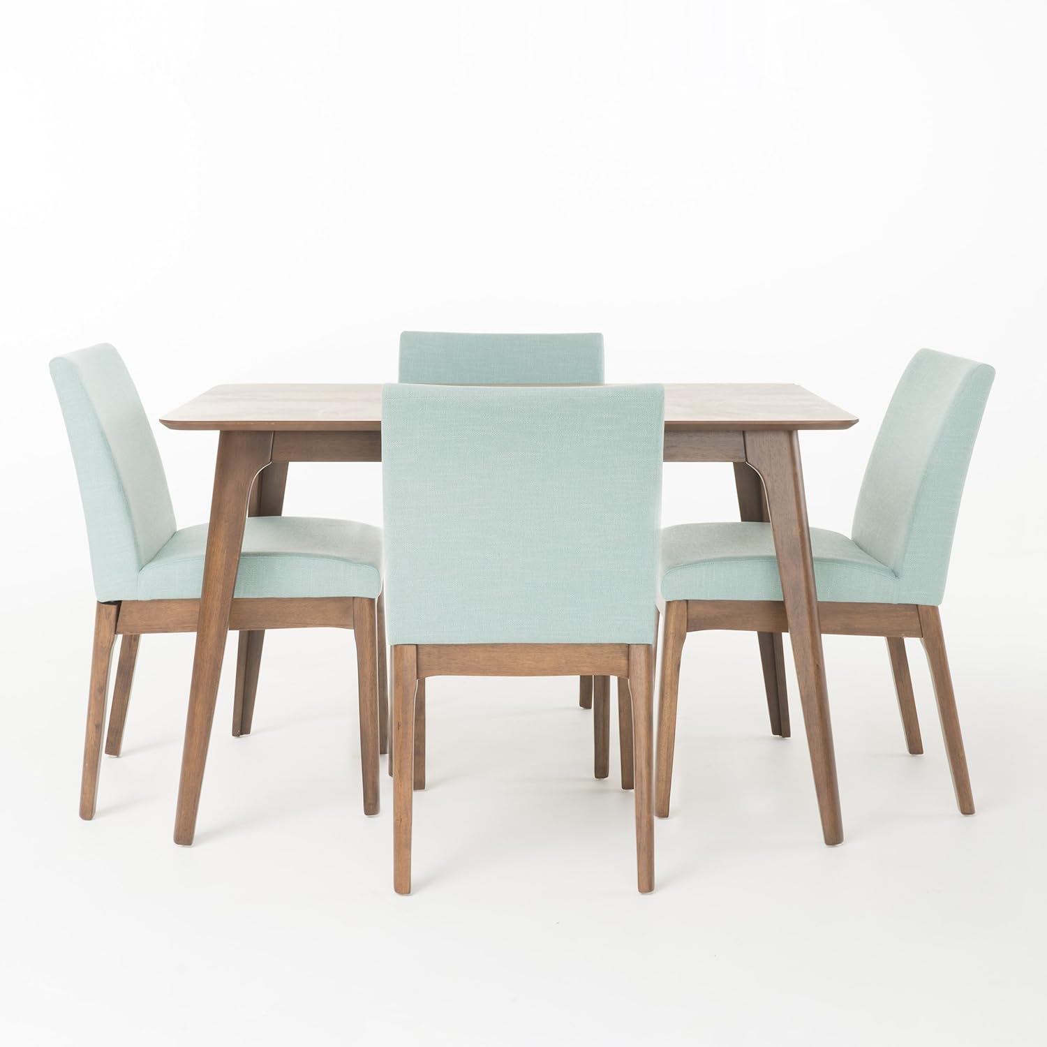Christopher Knight Home Katherine Mint Fabric/Natural Walnut Finish 50" Rectangular 5 Piece Dining Set