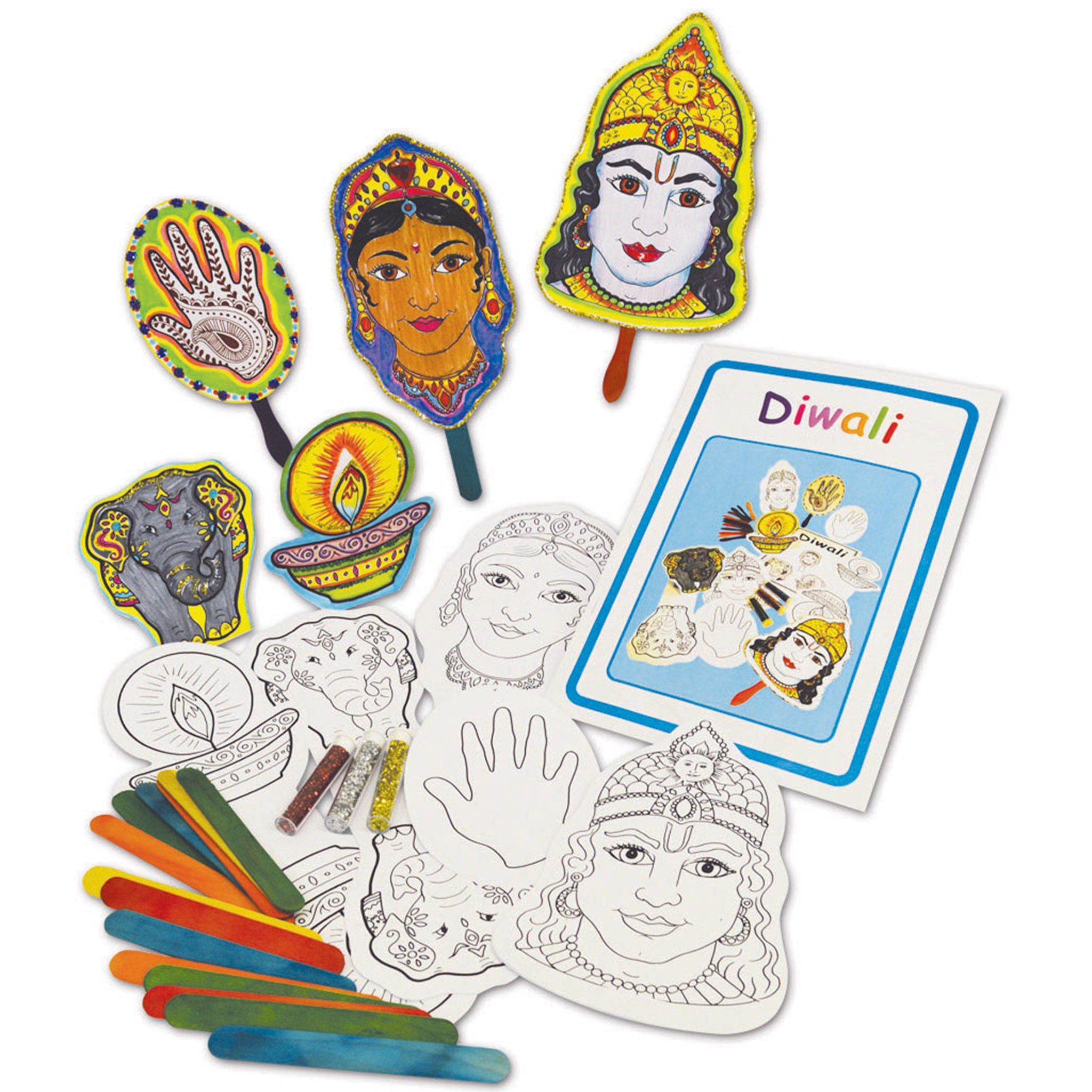Springboard Diwali Craft Activity Pack - Make Your Own Diwali Decorations, Masks, and Diyas - DIY Arts and Crafts for Kids - Early Years Resources for KS1 and KS2 - Assorted Multipack