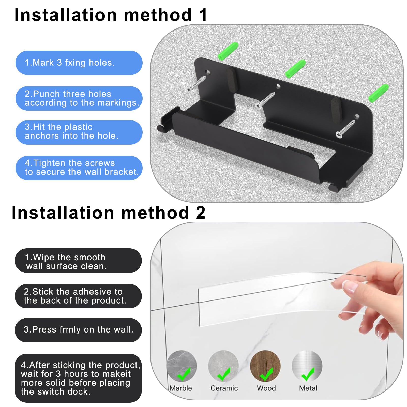 Ankey Metal Wall Mount Compatible with Nintendo Switch 2/ Switch/Switch OLED Console, Metal Wall Mount Kit Shelf Accessories Compatible with Joy-Con & Pro Controller Holder