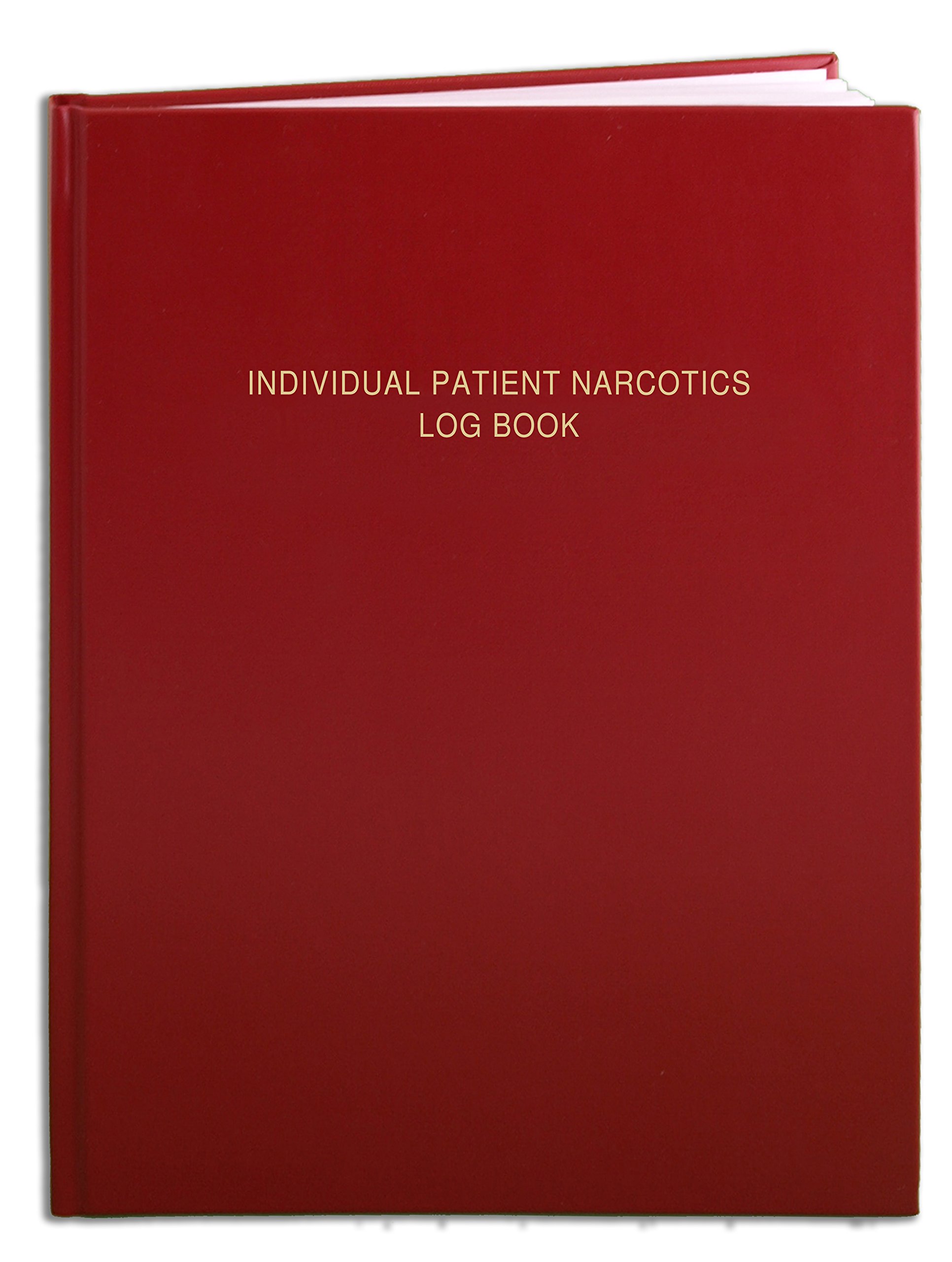 BookFactory Individual Patient Narcotics Log Book/Patient's Narcotic Record Logbook - 120 Pages - 8 1/2" x 11", Red Cover, Section Sewn Hardbound (LOG-120-7CS-A(Patient_Narcotics)