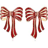 Christmas Bow Earrings for Women Funny Cute Rhinestone Light Bulbs Candy Earrings Christmas Jewelry Gifts