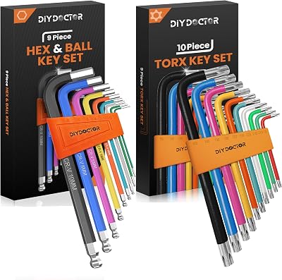 DIY Doctor 19-Piece Allen Key and Torx Key Set Combo 1.5–10mm, T9–T50