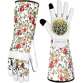 MERTURN Leather Long Gardening Gloves for Women Thorn Proof Garden Gloves Yard Working Gloves