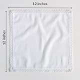 FINGERCRAFT 100% Cotton Dinner Cloth Napkins, 12 Pack, 12x12, Lace White view 7