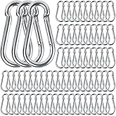 DAJAVE 100 Pack Carabiner Clips 2 Inch Stainless Steel Spring Snap Hook, M5 Spring Snap Hook Quick Link Key Chain for Swing Hammock Gym Outdoor