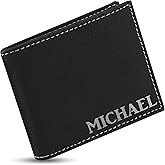 Personalized Leather Wallets for Men, Custom Engraved - 6 Colors & 19 Font Options - Father's Day Gifts