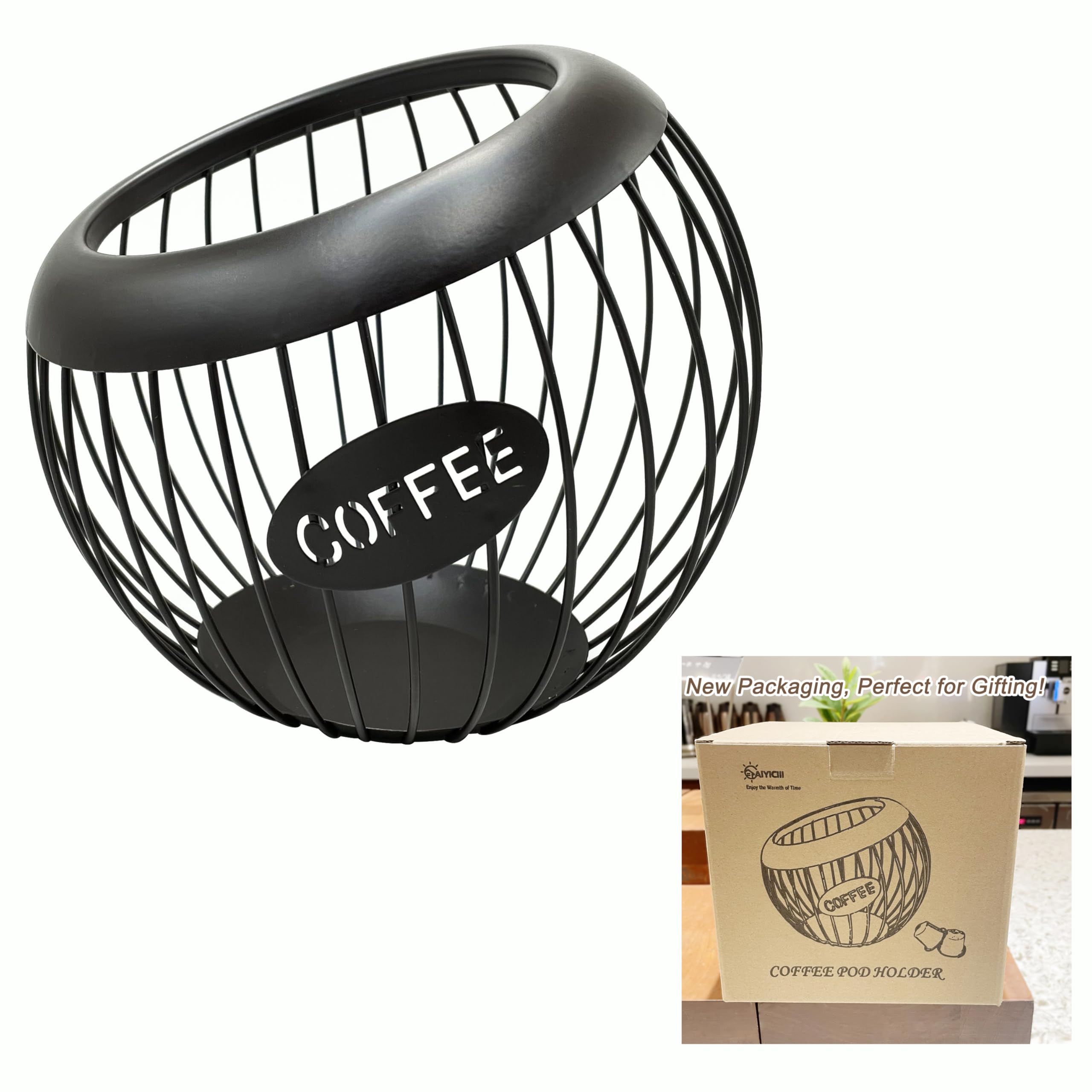 Photo 1 of AIYICIII Coffee Pod Holder,K Cup Holders for Counter,Coffee Bar Accessories & Decor,Large Capacity Keurig K-cup Organizer, Nespresso Vertuo Station Organizer,Metal Pods Storage (Black)