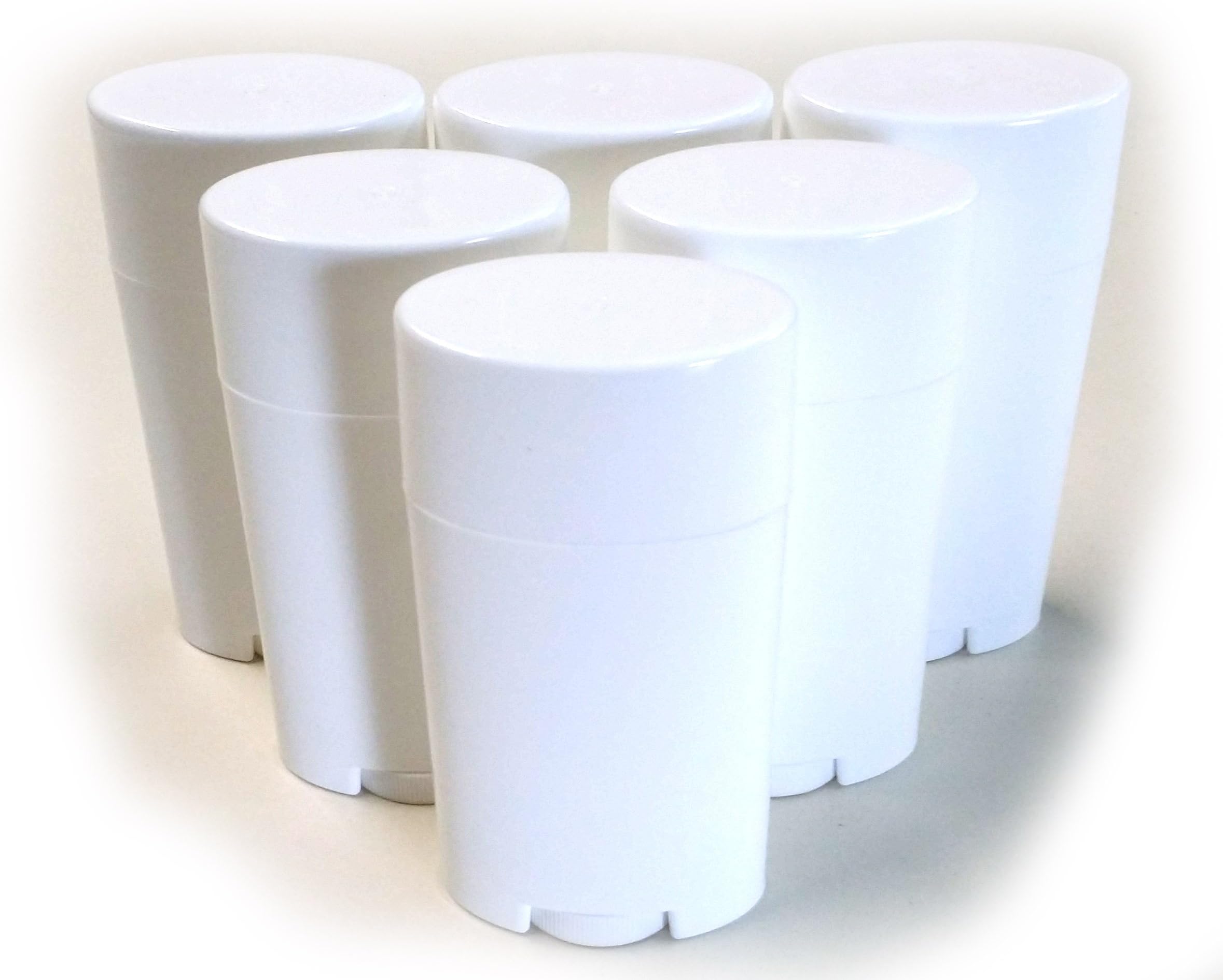 (6) Empty Plastic Deodorant Containers - Classic Style, Top-Fill, Twist Up, DIY Deodorant (White)