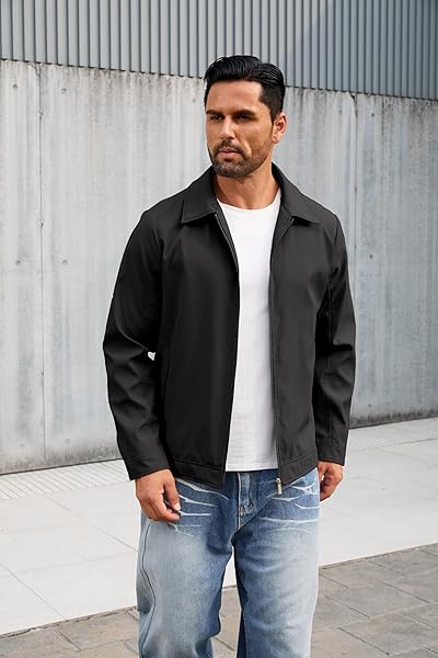 QTE LIGHTWEIGHT JACKETS FOR MEN CASUAL WINDBREAKER STYLISH FALL SPRING GOLF WORK DRESS BUSINESS COAT PLUS-SIZE MEN’S CLOTHING