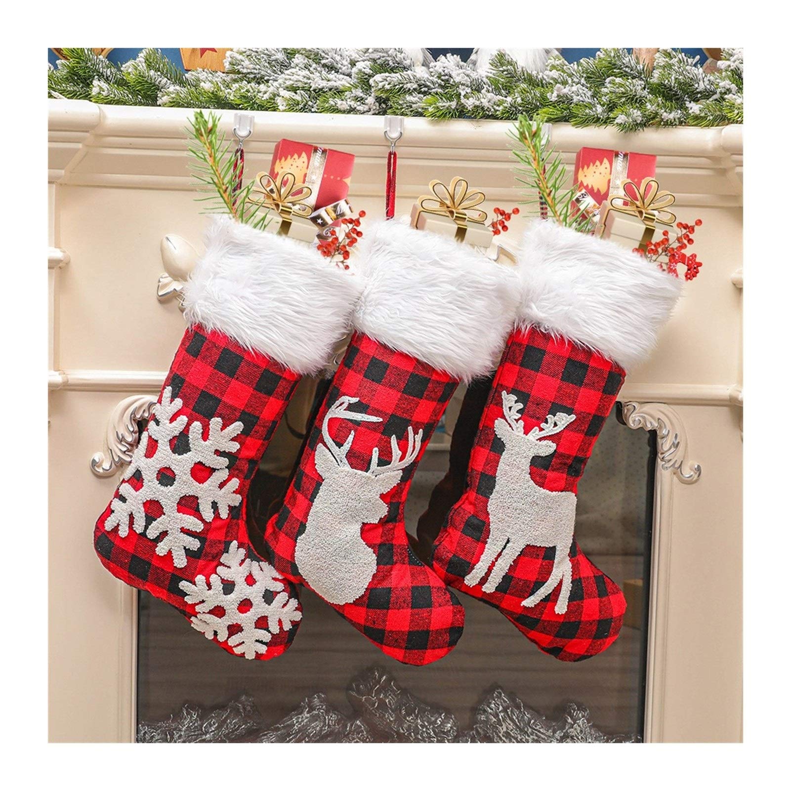 Christmas Stocking Gift Bags Christmas Decoration For Home Lager Candy Holder Knitted Socks Xmas Ornaments 3pcs 1KAIEUE-11-24-H