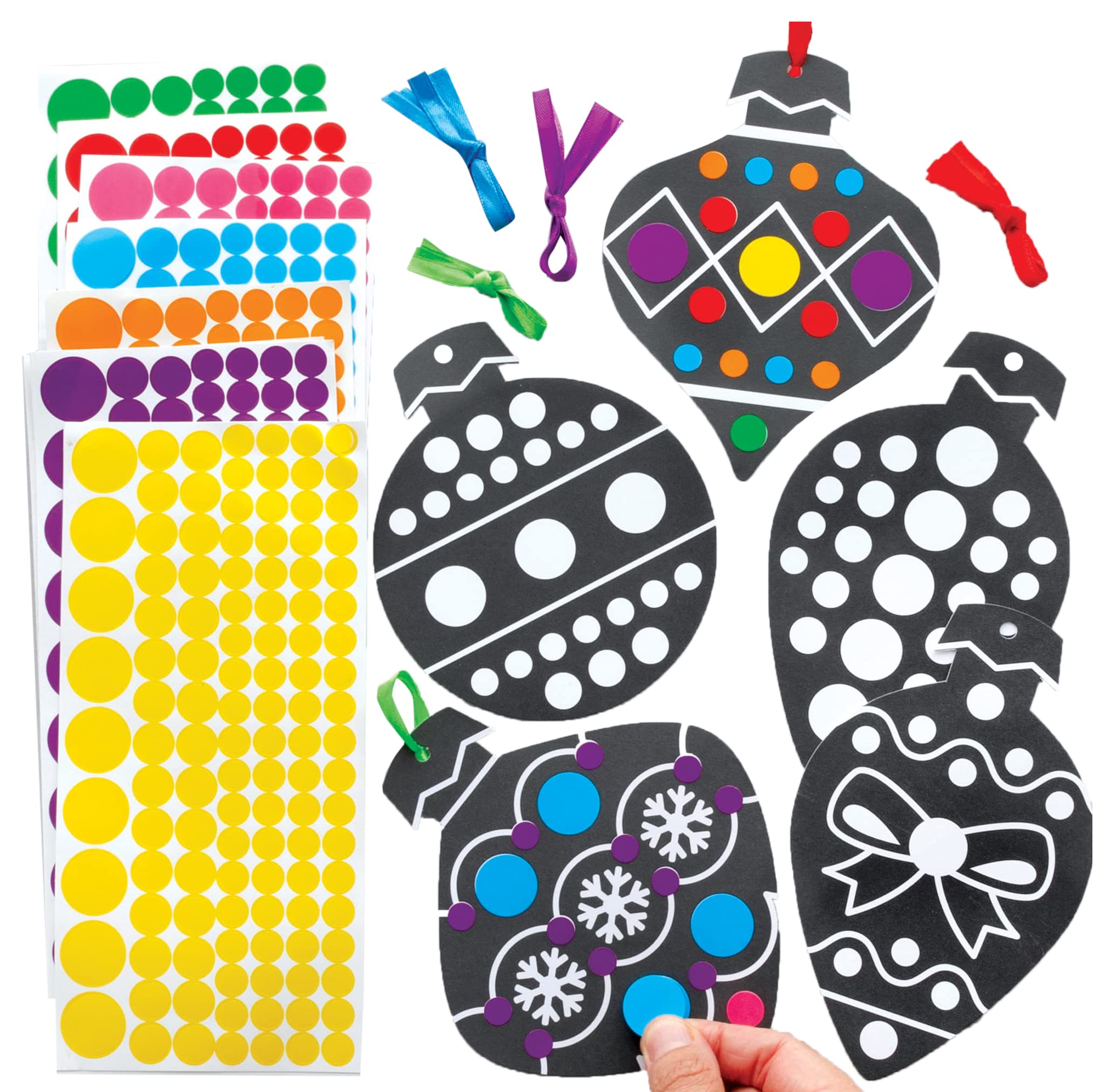 Baker Ross FE988 Christmas Bauble Sticker Decorations - Pack of 12, No Mess Dotty Crafts For Kids to Decorate and Gift, Festive Arts and Crafts, Xmas Activities