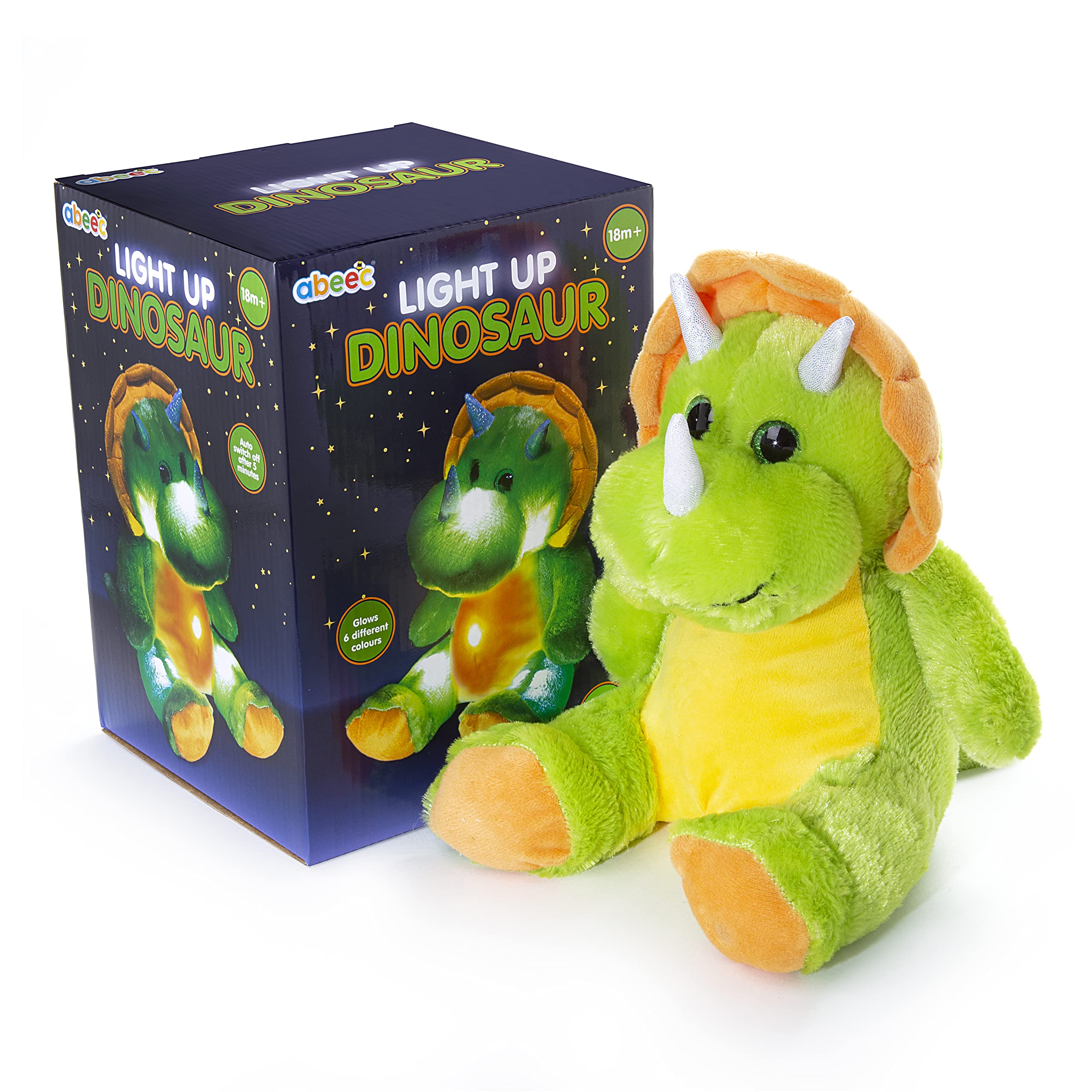 Abeec Light Up Dinosaur - LED Night Light & Teddy Bear with 6 Colours