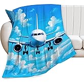 Airplane Blanket for Boys Pilot Plane Throw Blanket Aircraft Soft Cozy Fleece Fuzzy Stuff Plush Flannel Gifts for Girls Women Kids Adults 40''x50''