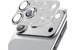 Hoerrye for iPhone 17 Pro Max Camera Lens Protector - [12FT Shatterproof Military Grade] [Strong Adsorption] Metal 9H+ Tempered Glass Camera Screen Full Cover Case Friendly,Glitter Silver