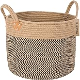 CHICVITA Wicker Laundry Basket With Handles, Storage Baskets for Decor, Rope Basket for Blankets, Toys, Clothes, Shoes, Plant Basket for Living Room, 14" X 14" X 12"
