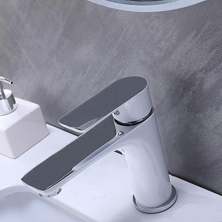 Hotis White Polished Chrome Single Handle Stainless Steel Bathroom